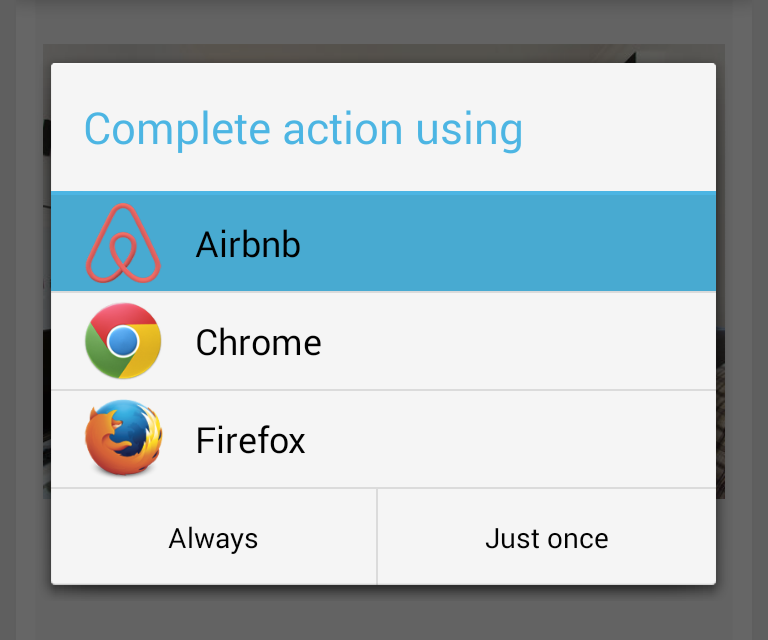 Android "Complete action with"