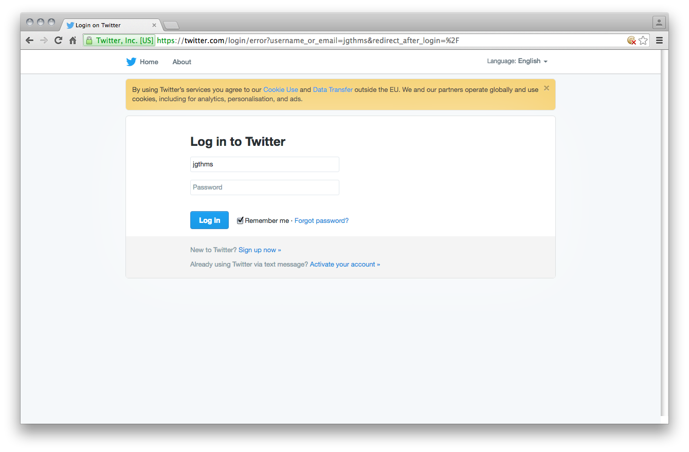 Can't login to Twitter